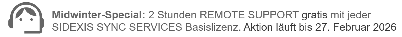 Midwinter-Special: 2 Stunden REMOTE SUPPORT gratis mit jeder SIDEXIS SYNC SERVICES Basislizenz. Aktion läuft bis 27. Februar 2026